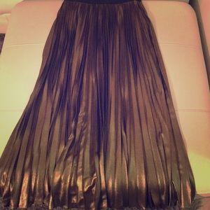 BCBG Maxazria Long gold pleated skirt